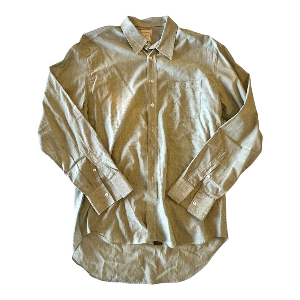 Billy Reid Casual Buttondown – XL (Green/White Fine Stripe)